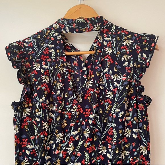 DEX Floral Patterned Button Down Back Cutout Mini Dress Women’s Small - Picture 4 of 7